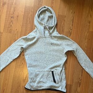 Nike Light Gray Marled Pullover Hoodie with Zip Pocket